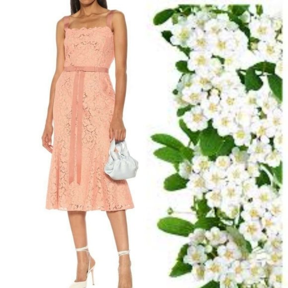 °$2,400 NEW 2020 OSCAR DE LA RENTA STUNNING PINK LACE FLORAL RUNWAY DRESS US 16 - Picture 1 of 10